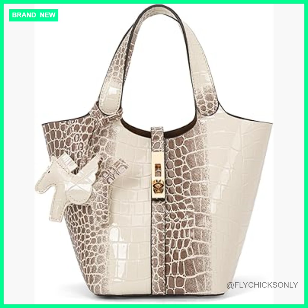 Faux Leather Tote Bag With Bucket Purse Detachable Compartment